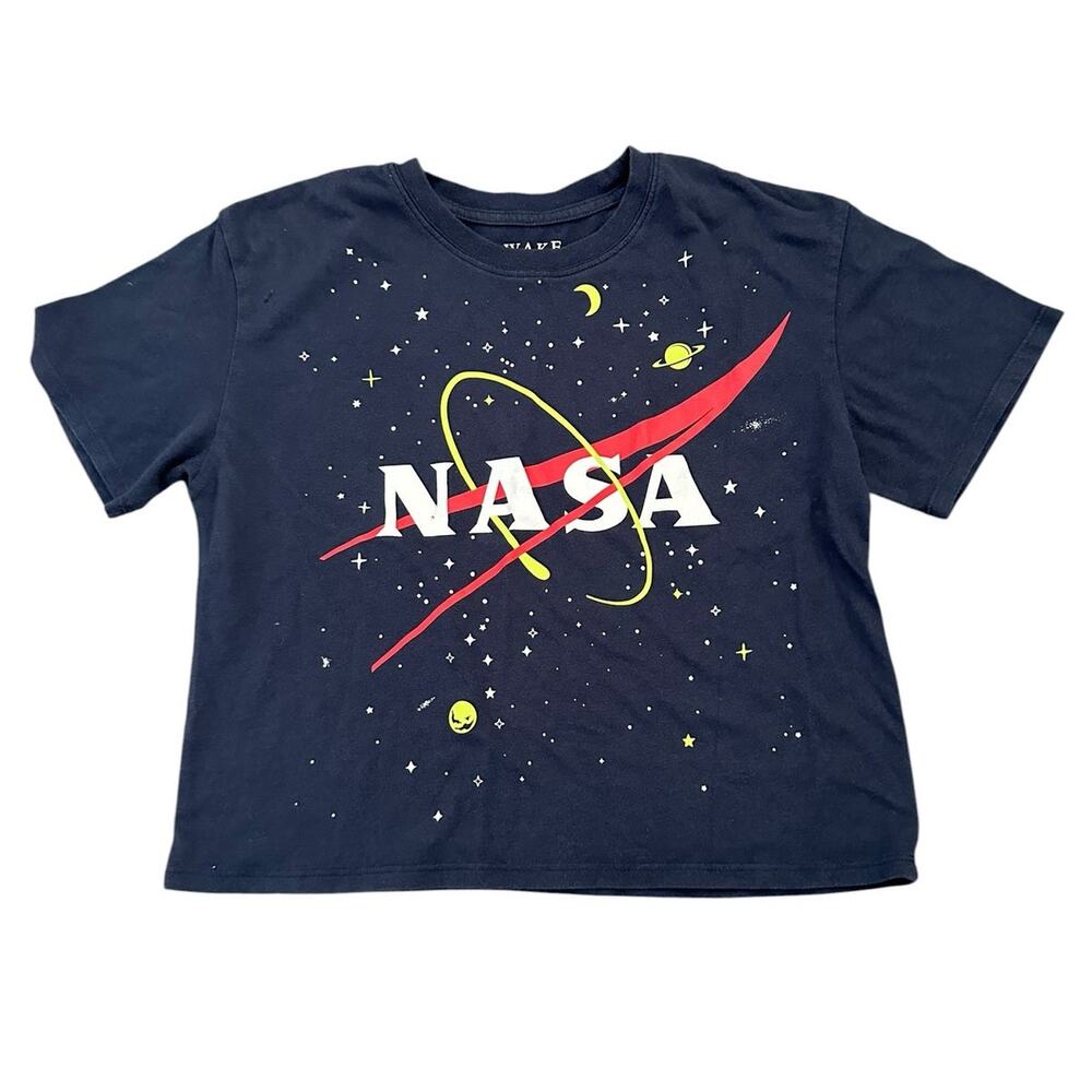 Women’s cropped NASA tee shirt size small navy blue